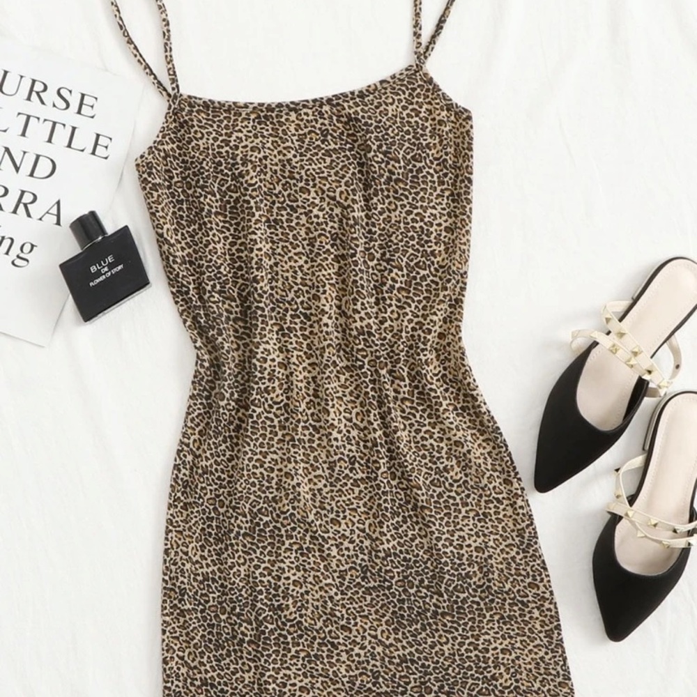 Cheetah mini dress with slit